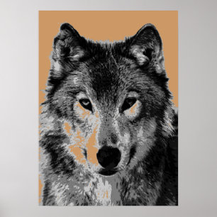 Gray Wolf Portrait Motivation Liberté Poster