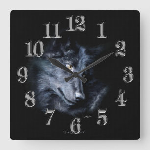 Gray Wolf Portrait Wildlife-Supporter Art Clock Vierkante Klok