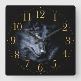 Gray Wolf Portrait Wildlife-Supporter Art Clock Vierkante Klok