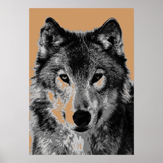 Gray Wolf Portret Poster Motivatie vrijheid (Voorkant)