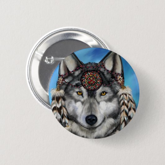 Gray Wolf Ronde Button 5,7 Cm (Voorkant /achterkant)