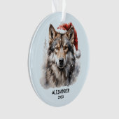 Gray Wolf Santa Hat Noël personnalisé (devant)