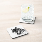 Gray Wolf Sketch Artwork Bier Onderzetter (Rechterzijde)