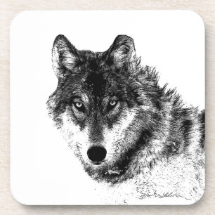 Gray Wolf Sketch Artwork Bier Onderzetter