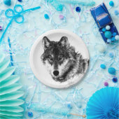 Gray Wolf Sketch Artwork Papieren Bordje (Feest)