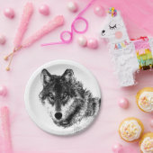 Gray Wolf Sketch Artwork Papieren Bordje (Feest)