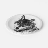 Gray Wolf Sketch Artwork Papieren Bordje (Gekanteld)
