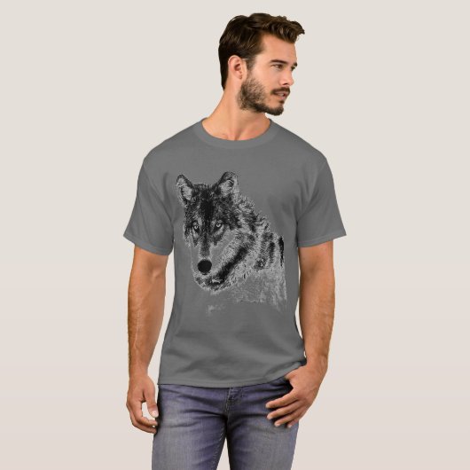 Gray Wolf Sketch Artwork T-shirt (Voorkant volledig)