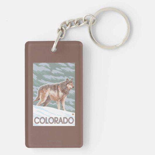 Gray Wolf StandingColorado Sleutelhanger (achterkant)