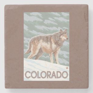 Gray Wolf StandingColorado Stenen Onderzetter
