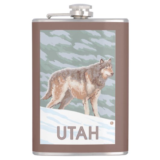 Gray Wolf StandingUtah Heupfles (Voorkant)