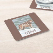 Gray Wolf StandingUtah Vierkante Kartonnen Onderzetter (Schuin)