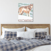 Gray Wolf StandingWyoming Canvas Afdruk (Insitu (Slaapkamer))