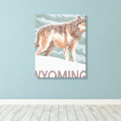Gray Wolf StandingWyoming Canvas Afdruk (Insitu (Houten vloer))
