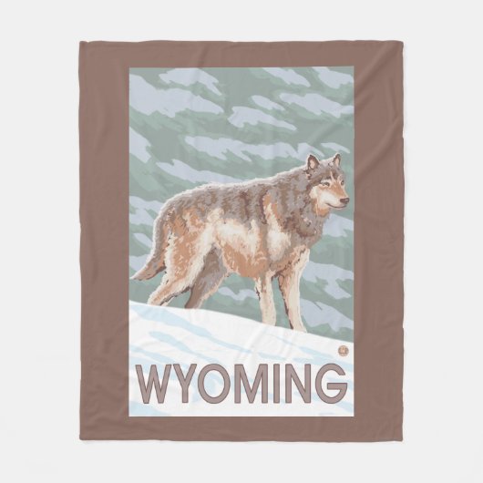 Gray Wolf StandingWyoming Fleece Deken (Voorkant)
