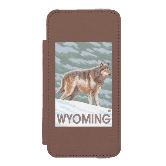Gray Wolf StandingWyoming Incipio iPhone Portemonnee Hoesje (Voorkant Agenda)