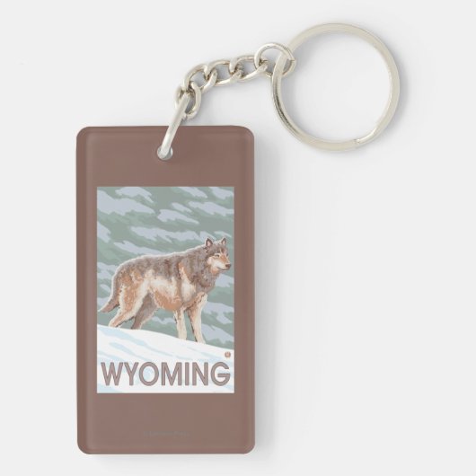 Gray Wolf StandingWyoming Sleutelhanger (achterkant)