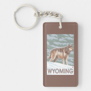 Gray Wolf StandingWyoming Sleutelhanger
