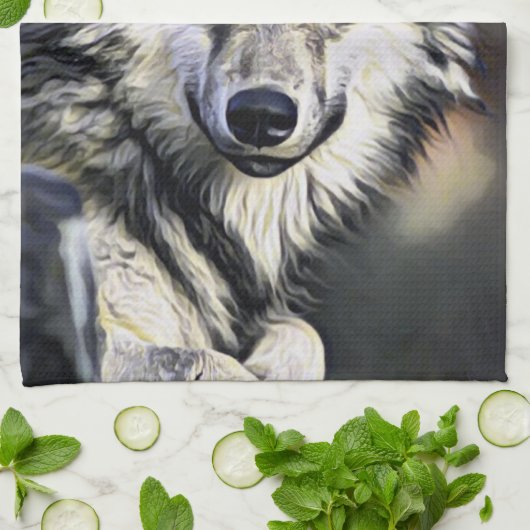 Gray Wolf Theedoek (Gevouwen)