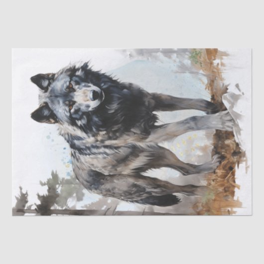 Gray Wolf Waterverf Tissuepapier (Voorkant)