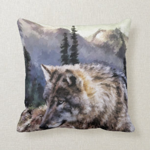 Gray Wolf Wilderness Afbeelding Kussen