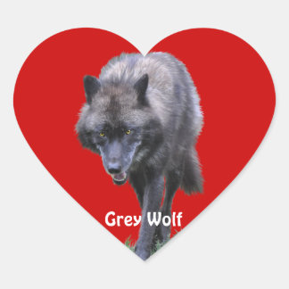 GRAY WOLF Wildlife Heart Sticker Collectie