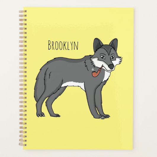 Gray wolf with pipe cartoon (Devant)