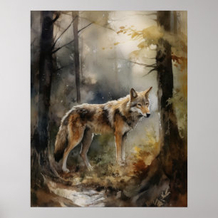 Gray Wolf Woodland Animal Art Imprimer Poster