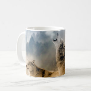Gray Wolves Moon Howl Koffiemok