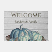 Gray Wood Blue Pumpkin Rustic Cute Doormat Deurmat (Voorkant)