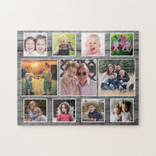 Gray Wood Horizontal 11 Familie Foto Collage Legpuzzel