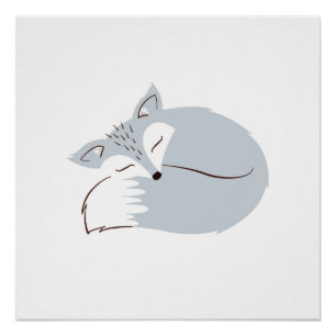 Gray Woodland Fox Perfect Poster