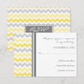 Gray Yellow Chevron RSVP Weddenkaart (Voorkant / Achterkant)