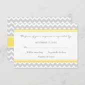 Gray Yellow Chevron RSVP Weddenkaart (Voorkant / Achterkant)