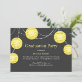 Gray & Yellow Party Lantern Afstuderen Uitnodiging (Staand voorkant)