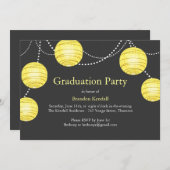 Gray & Yellow Party Lantern Afstuderen Uitnodiging (Voorkant / Achterkant)