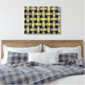 Gray Yellow Star Graphic Weave Pattern Canvas Afdruk (Insitu (Slaapkamer))