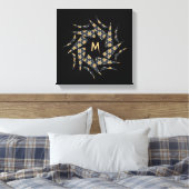 Gray Yellow Star Triangle Patroonmonogram Canvas Afdruk (Insitu (Slaapkamer))