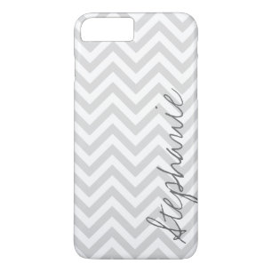 Gray Zigzag Chevron Pattern met naam iPhone 8 Plus / 7 Plus Hoesje