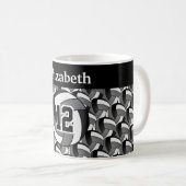 Gray, zwart en wit volleybal personaliseren koffiemok (Voorkant rechts)