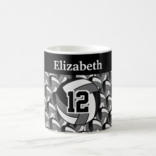 Gray, zwart en wit volleybal personaliseren koffiemok
