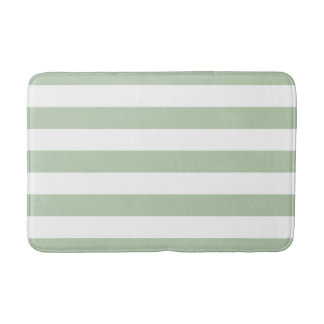 Grayed Jade en White Striped Bath Mat