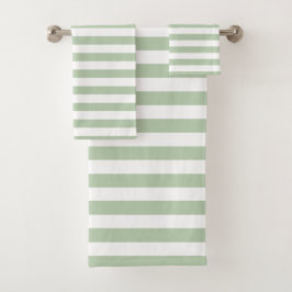 Grayed Jade en White Striped Bath Towel Set Bad Handdoek