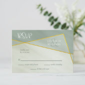 grayed jade geometrische typografie bruiloft rsvp (Staand voorkant)