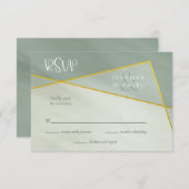 grayed jade geometrische typografie bruiloft rsvp (Voorkant / Achterkant)
