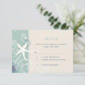 Grayed Jade & Ivory Starfish Beach Wedding RSVP (Debout devant)