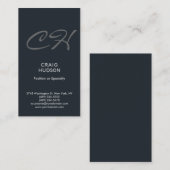Grayish Blue Monogram Professional Visitekaartje (Voorkant / Achterkant)