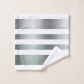 Grayish green White rustique rayé (Gant de toilette)