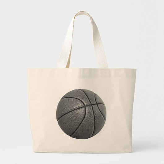 Grayscale Basketball Grote Tote Bag (Voorkant)