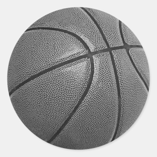 Grayscale Basketball Ronde Sticker (Voorkant)
